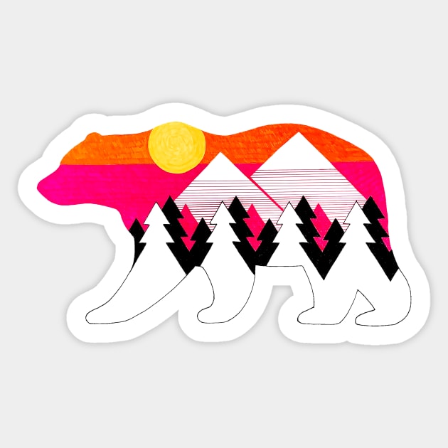 California Wild Bear Sticker by mijumiART